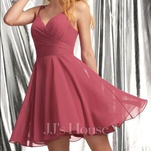 JJ’s House A-Line V-Neck Mini Chiffon Homecoming Dress with Ruffle